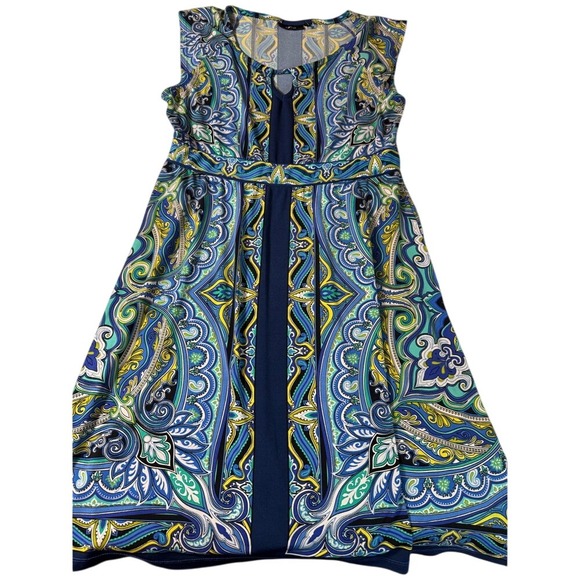 Apt. 9 Dresses & Skirts - Apt. 9 Blue Green Paisley Sundress Scoop Neck Size M